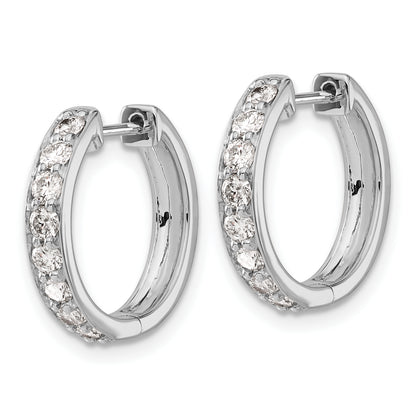 10K White Gold Diamond Hinged Hoop Earrings