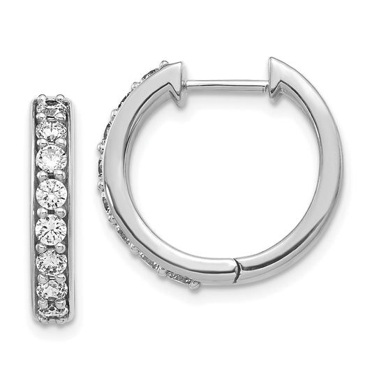 10K White Gold Diamond Hinged Hoop Earrings