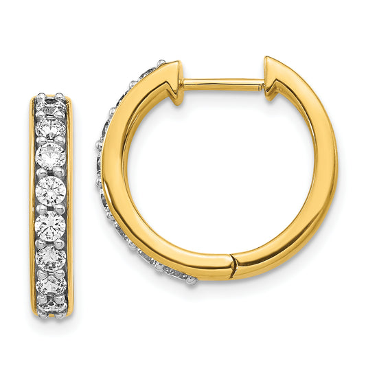 10K Yellow Gold Diamond Hinged Hoop Earrings