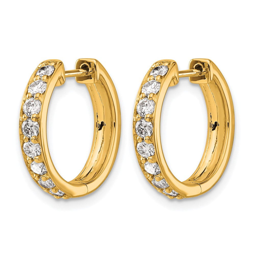 14k Yellow Gold Real Diamond Hinged Hoop Earrings
