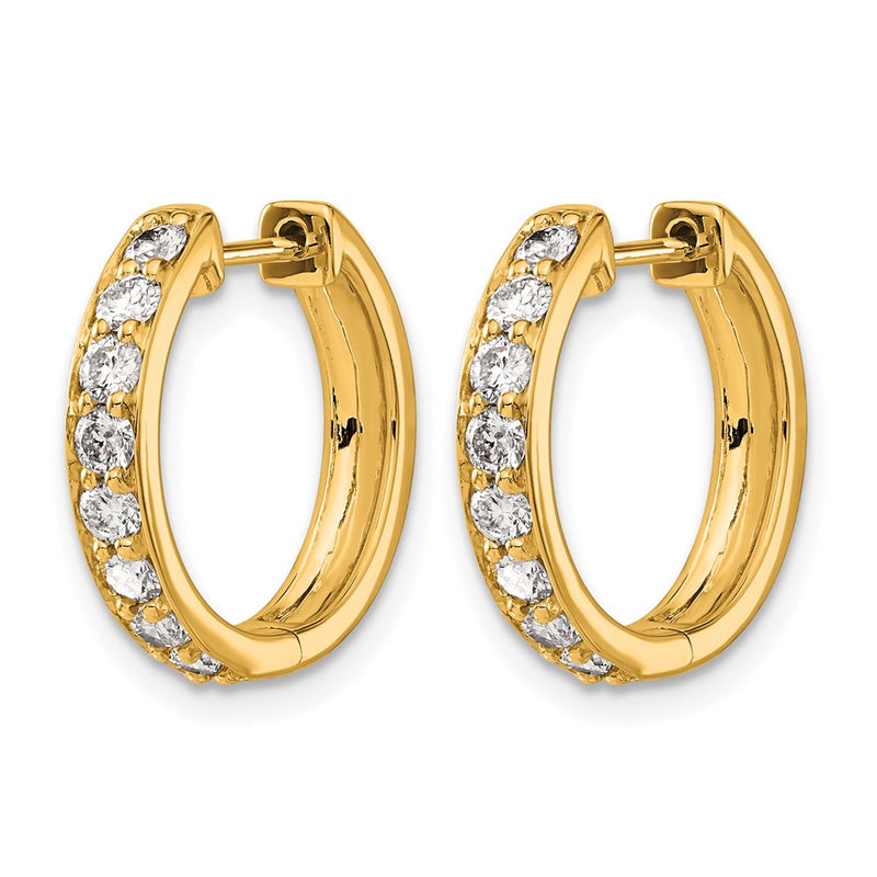 14k Yellow Gold Real Diamond Hinged Hoop Earrings