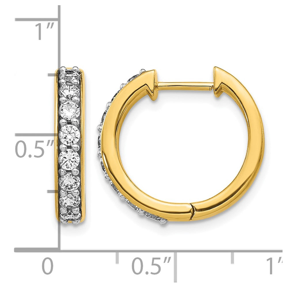 14k Yellow Gold Real Diamond Hinged Hoop Earrings