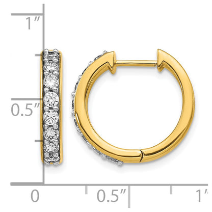 14k Yellow Gold Real Diamond Hinged Hoop Earrings