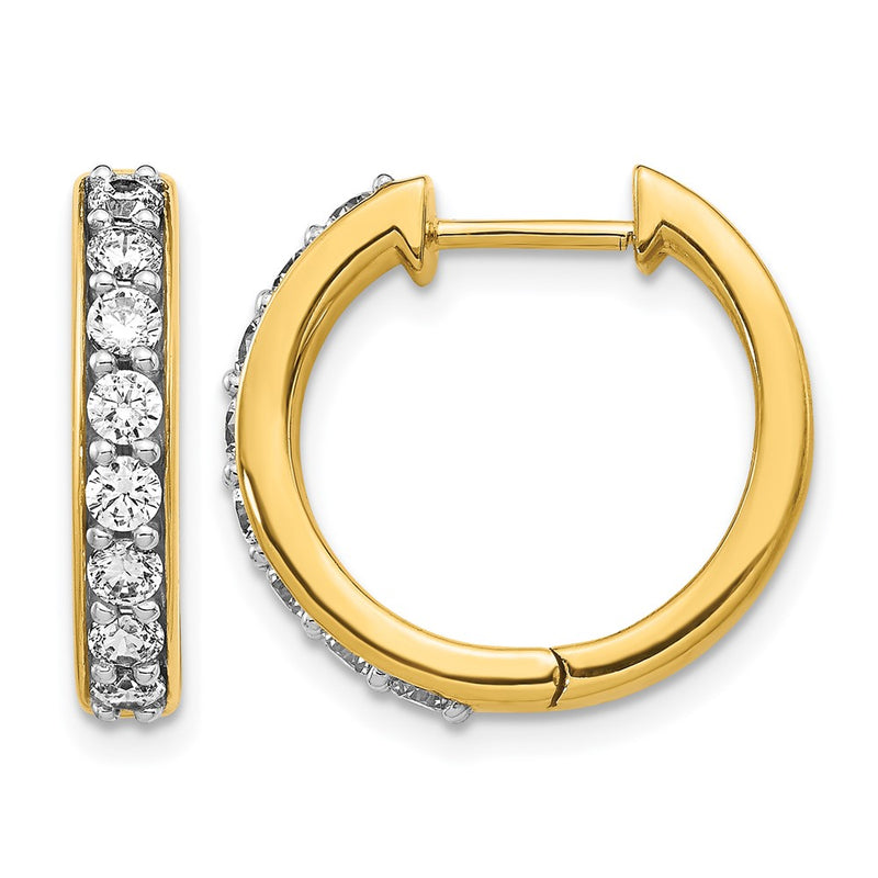 14k Yellow Gold Real Diamond Hinged Hoop Earrings