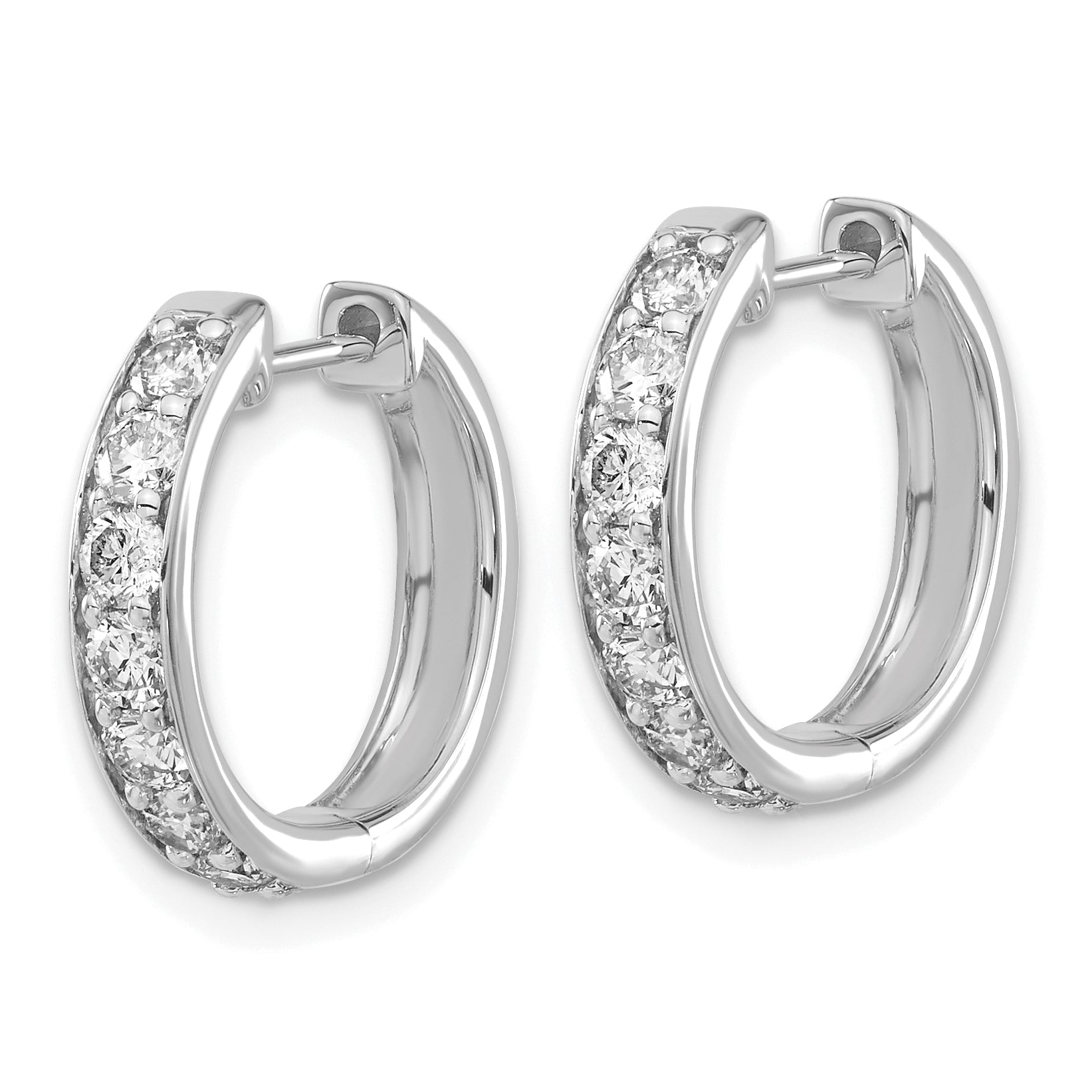 10K White Gold Diamond Hinged Hoop Earrings