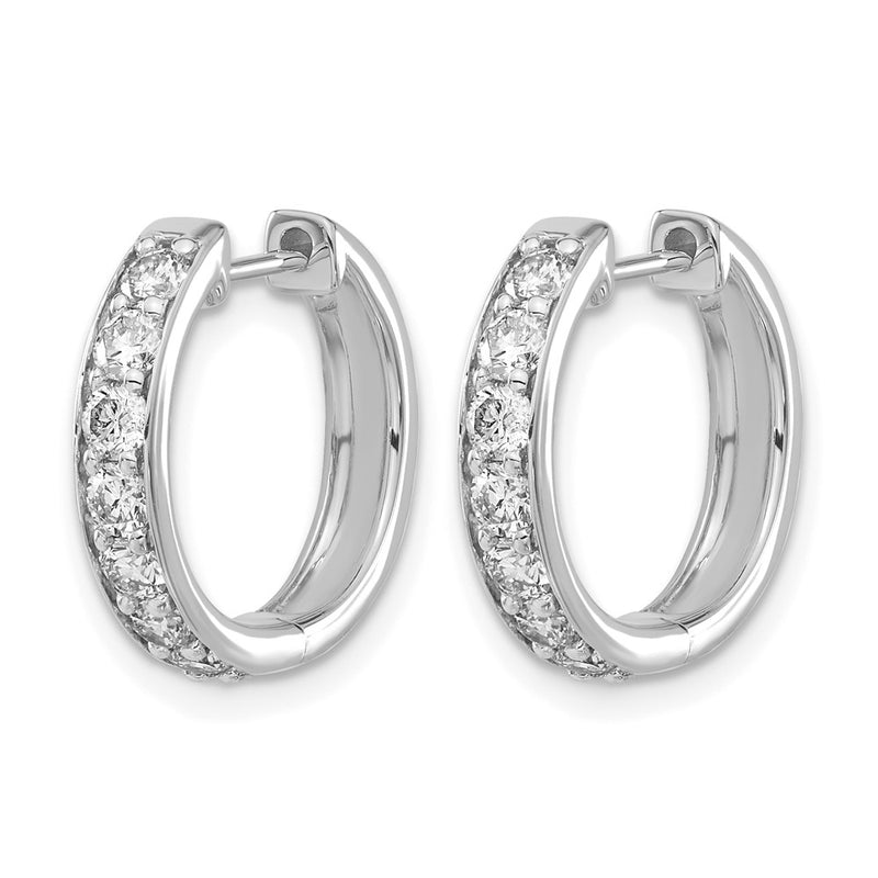 10K White Gold Diamond Hinged Hoop Earrings