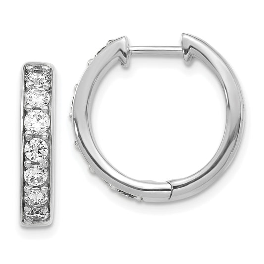 10K White Gold Diamond Hinged Hoop Earrings