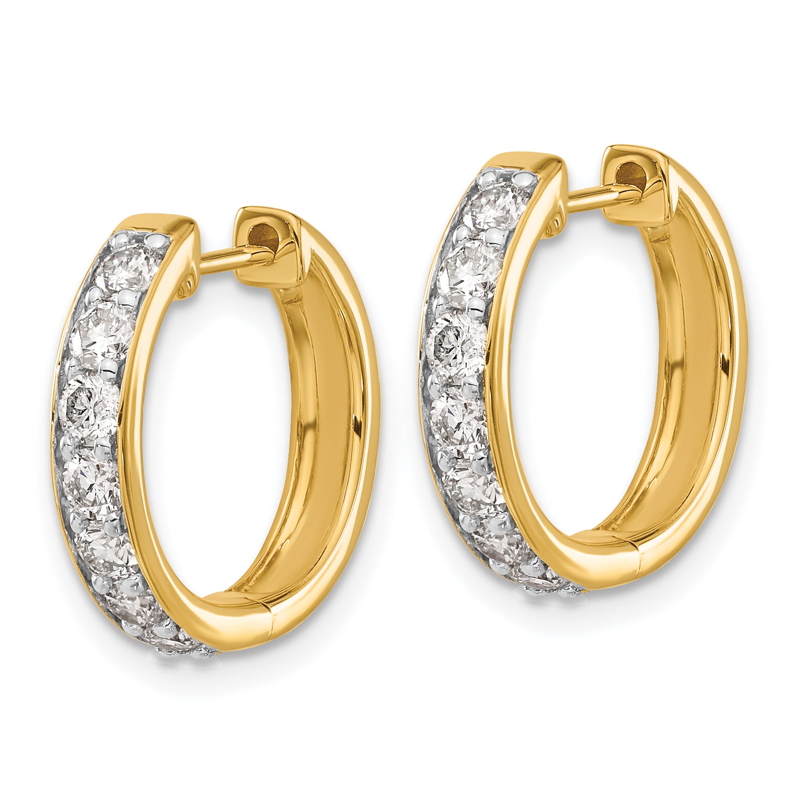 10K Yellow Gold Diamond Hinged Hoop Earrings