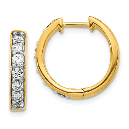 10K Yellow Gold Diamond Hinged Hoop Earrings
