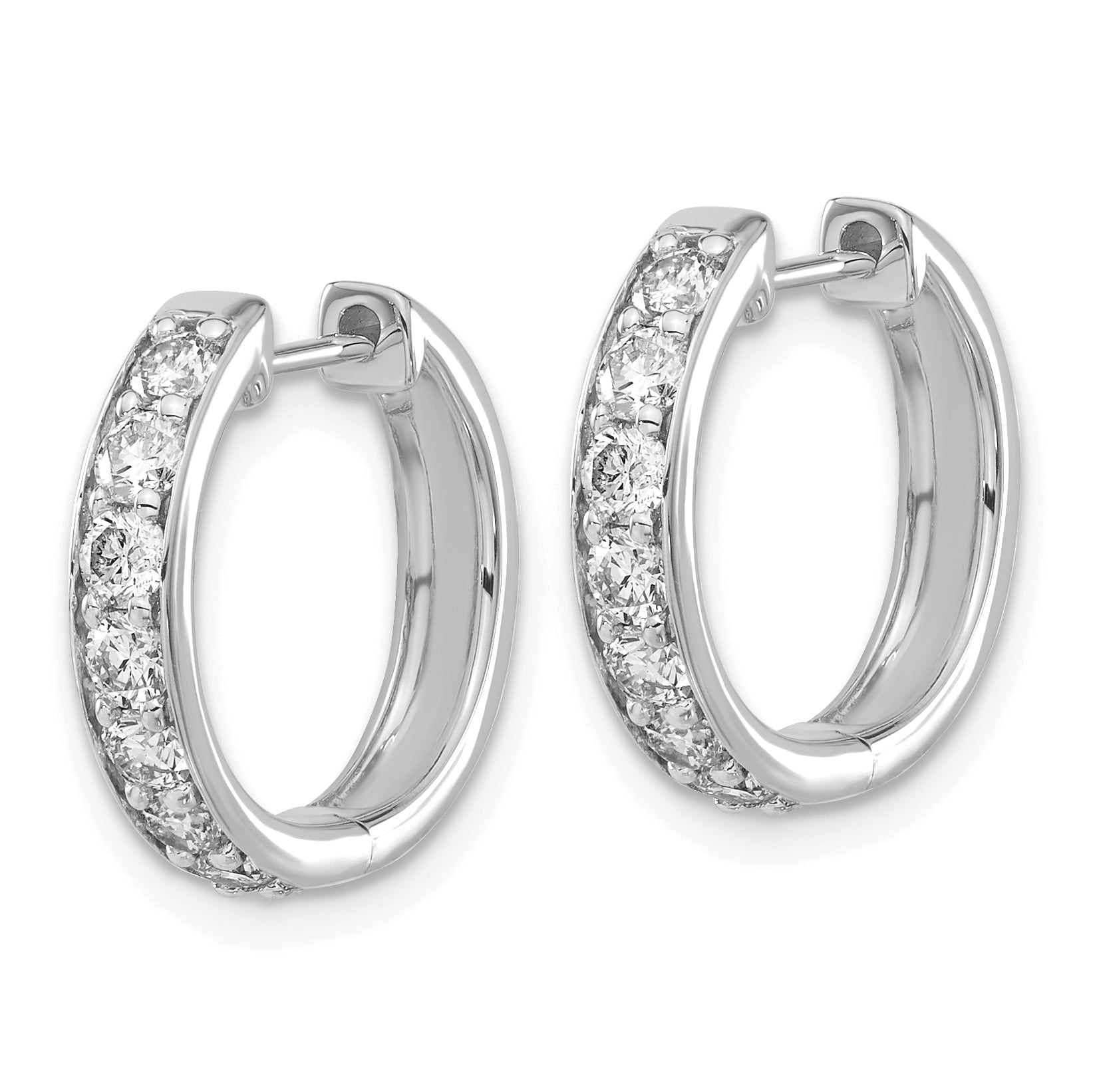 14k White Gold 1 Ct. Lab Grown Diamond VS/SI+ G+ Hinged Hoop Earrings
