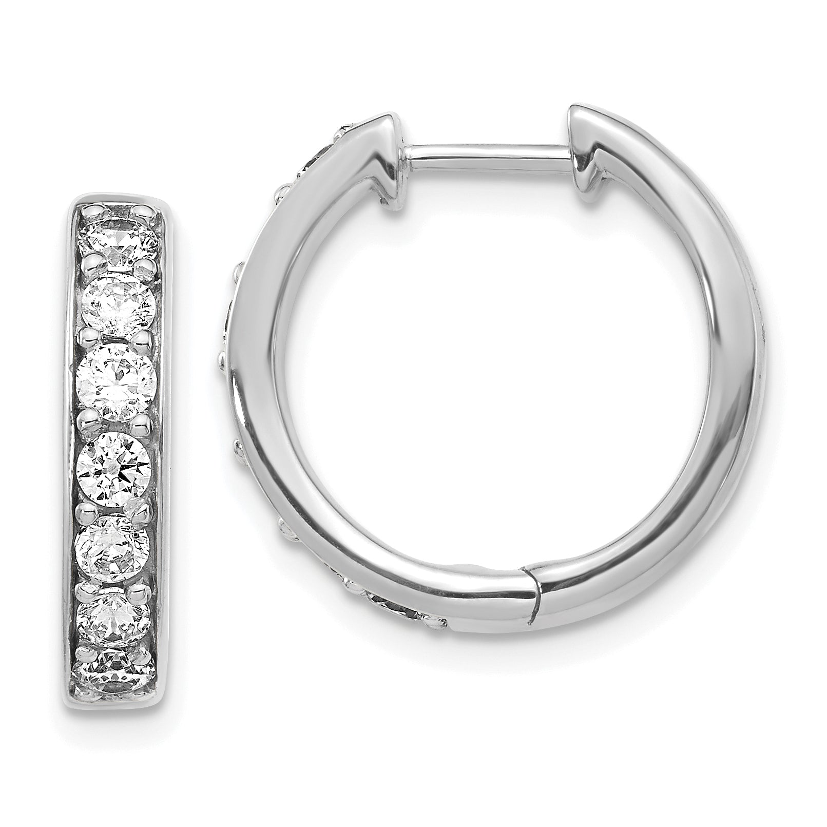14k White Gold 1 Ct. Lab Grown Diamond VS/SI+ G+ Hinged Hoop Earrings