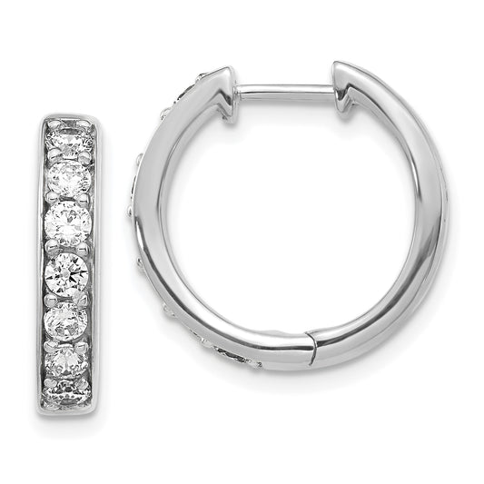 14k White Gold 1 Ct. Lab Grown Diamond VS/SI+ G+ Hinged Hoop Earrings