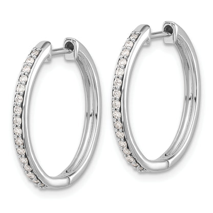 10K White Gold Diamond Hinged Hoop Earrings