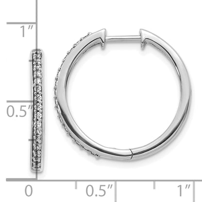 10K White Gold Diamond Hinged Hoop Earrings