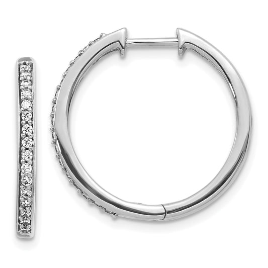 10K White Gold Diamond Hinged Hoop Earrings
