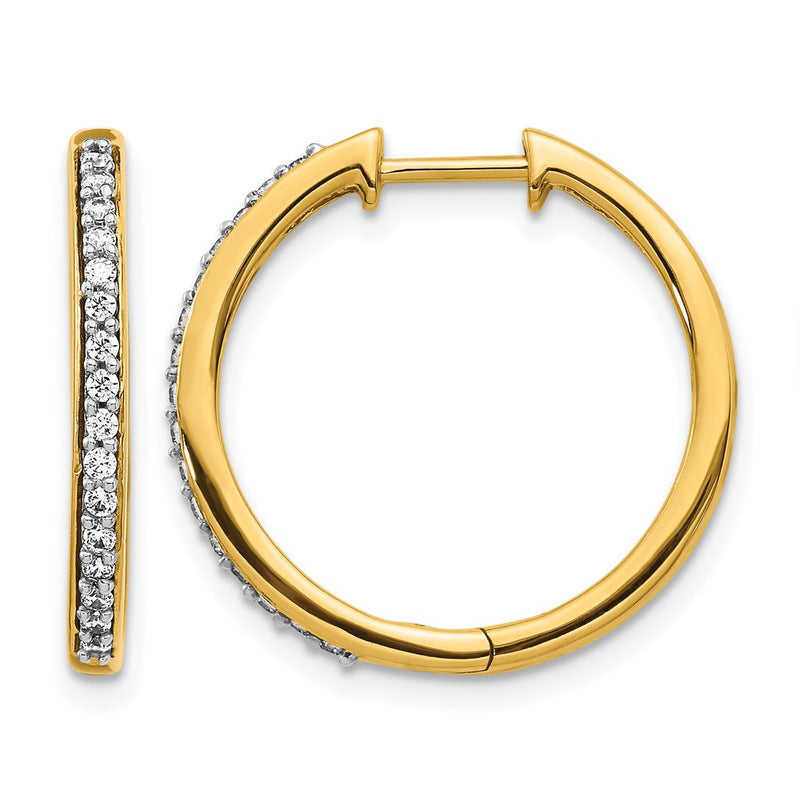 10K Yellow Gold Diamond Hinged Hoop Earrings