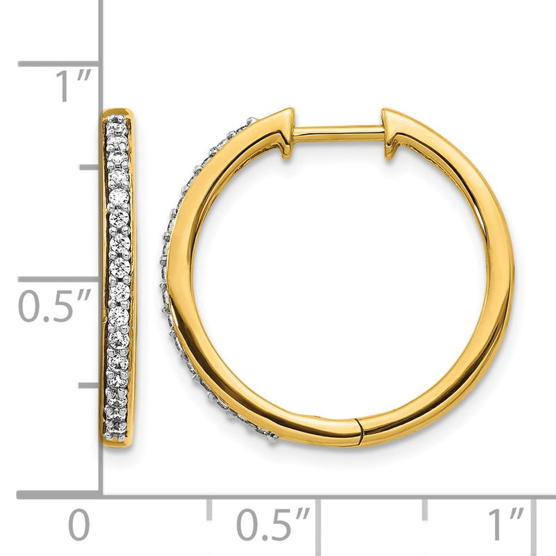 14k Yellow Gold Real Diamond Hinged Hoop Earrings