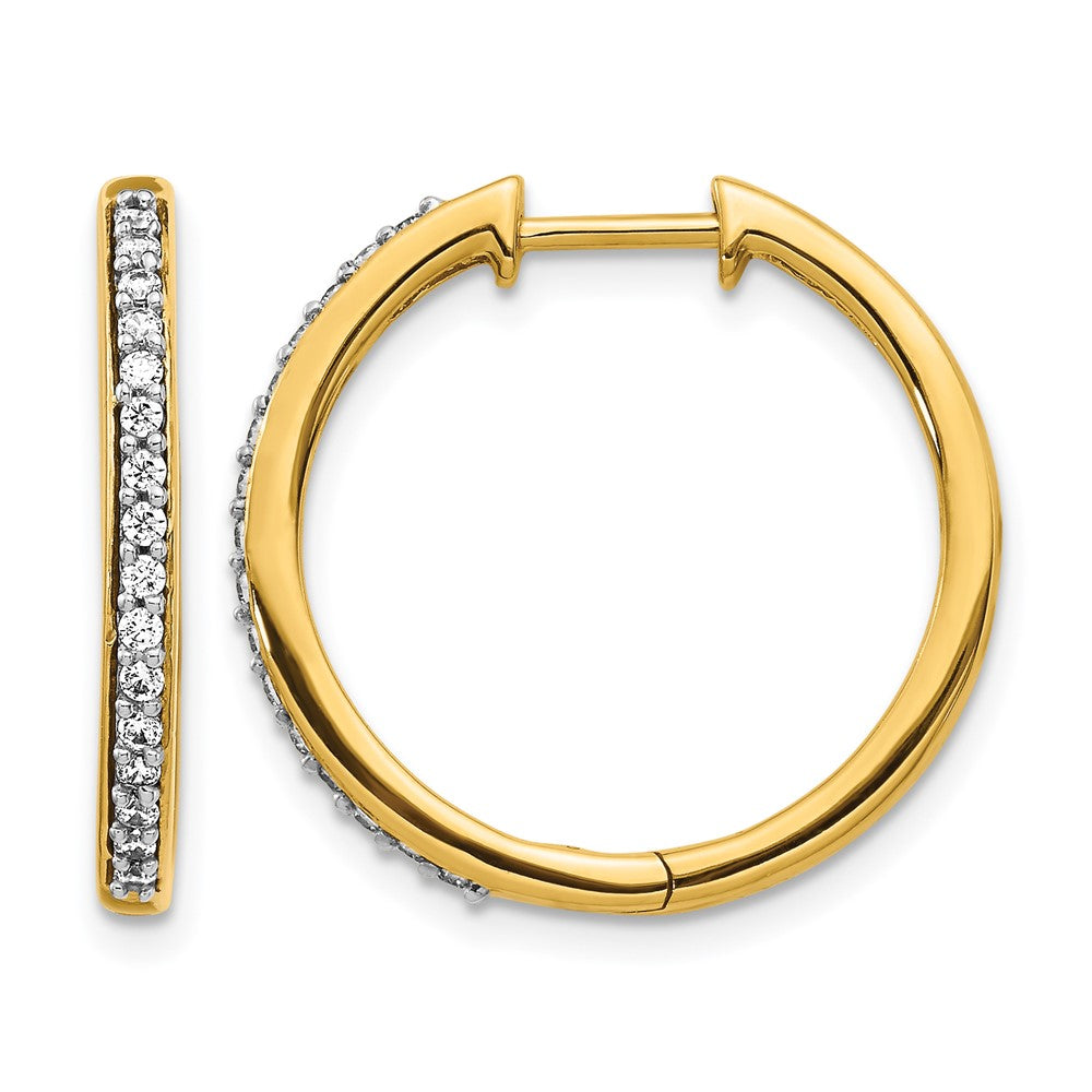 14k Yellow Gold Real Diamond Hinged Hoop Earrings