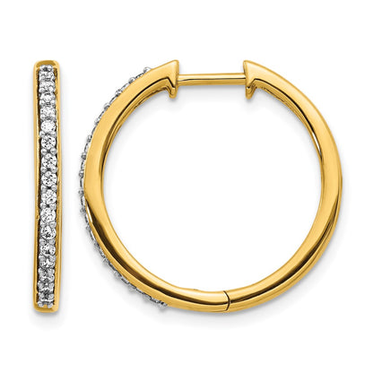 14k Yellow Gold Real Diamond Hinged Hoop Earrings