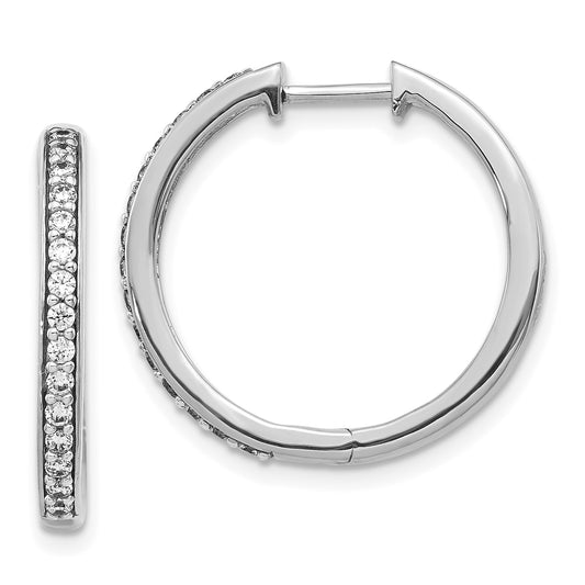 14k White Gold 1/3 Ct. Lab Grown Diamond VS/SI+ G+ Hinged Hoop Earrings