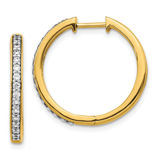 14k Yellow Gold 1/3 Ct. Lab Grown Diamond VS/SI+ G+ Hinged Hoop Earrings