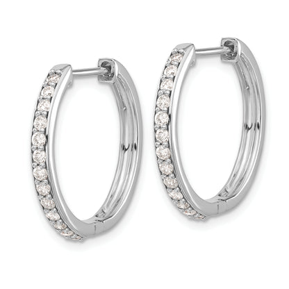 10K White Gold Diamond Hinged Hoop Earrings