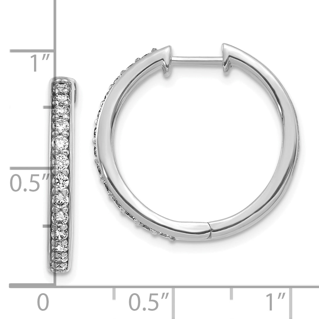 10K White Gold Diamond Hinged Hoop Earrings