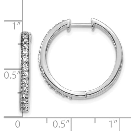 10K White Gold Diamond Hinged Hoop Earrings