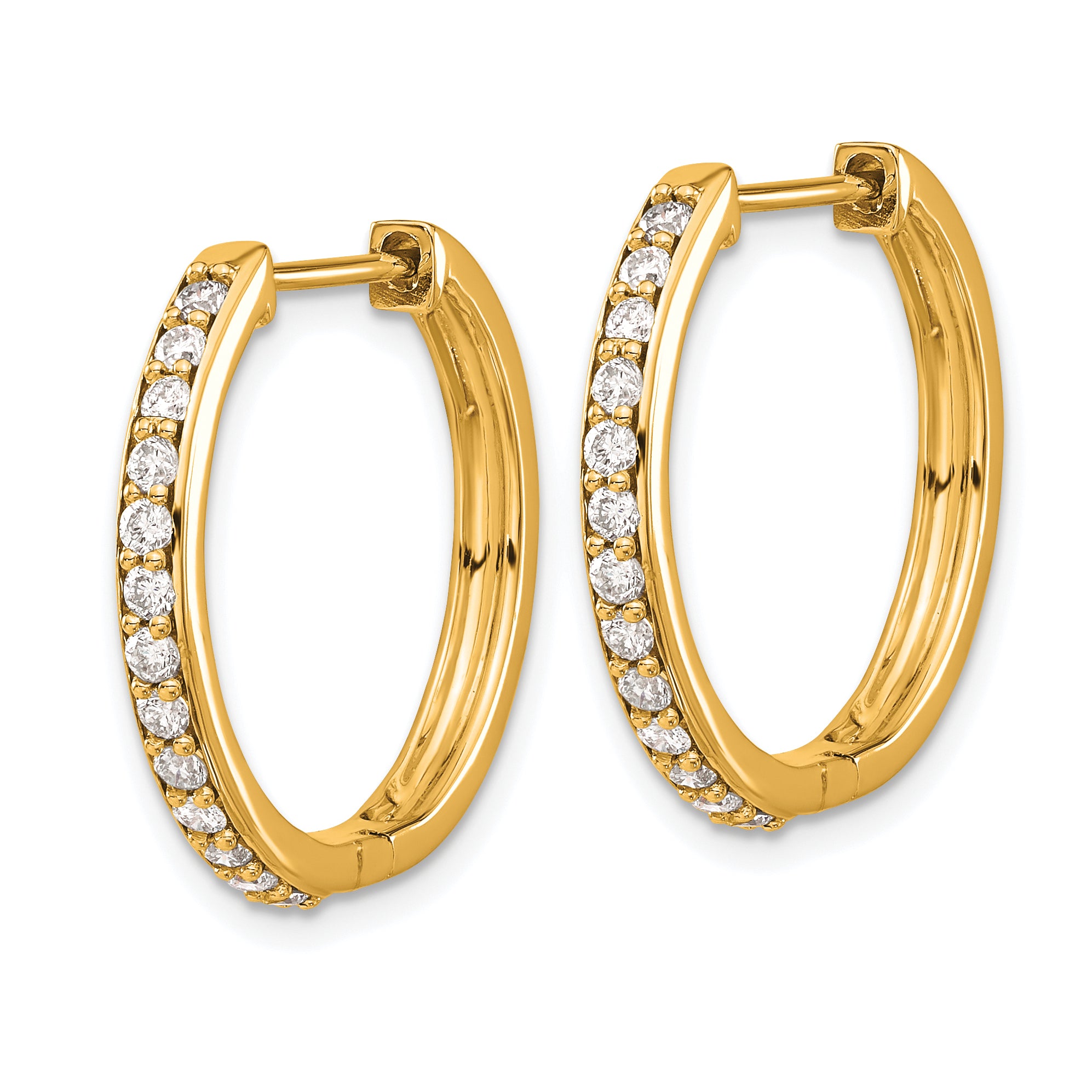 10K Yellow Gold Diamond Hinged Hoop Earrings