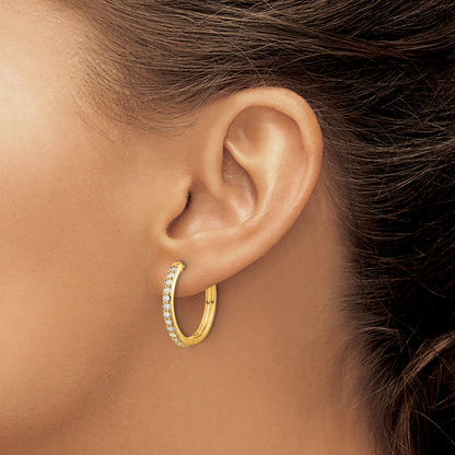 10K Yellow Gold Diamond Hinged Hoop Earrings