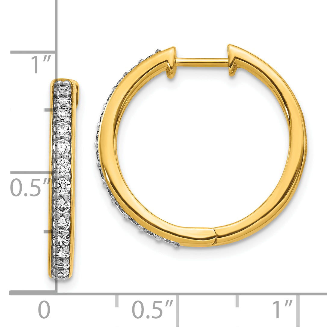 10K Yellow Gold Diamond Hinged Hoop Earrings