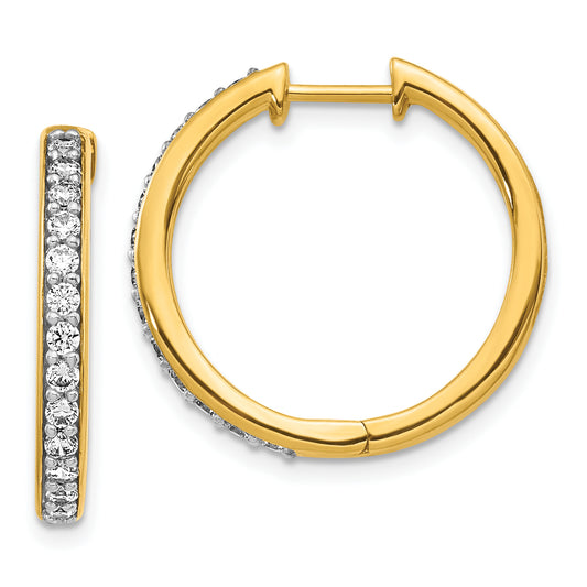 10K Yellow Gold Diamond Hinged Hoop Earrings