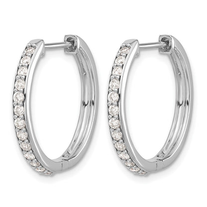 14k White Gold Real Diamond Hinged Hoop Earrings