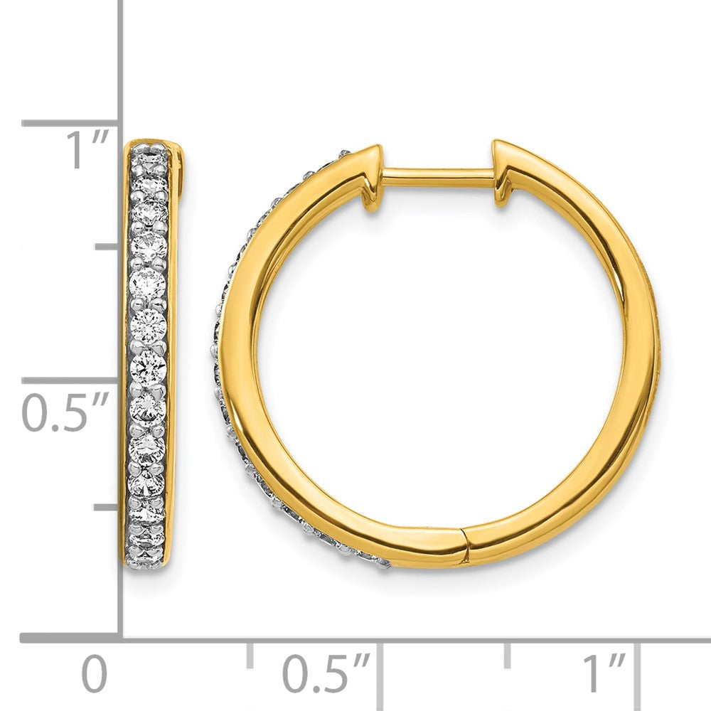 14k Yellow Gold Real Diamond Hinged Hoop Earrings