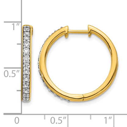 14k Yellow Gold Real Diamond Hinged Hoop Earrings