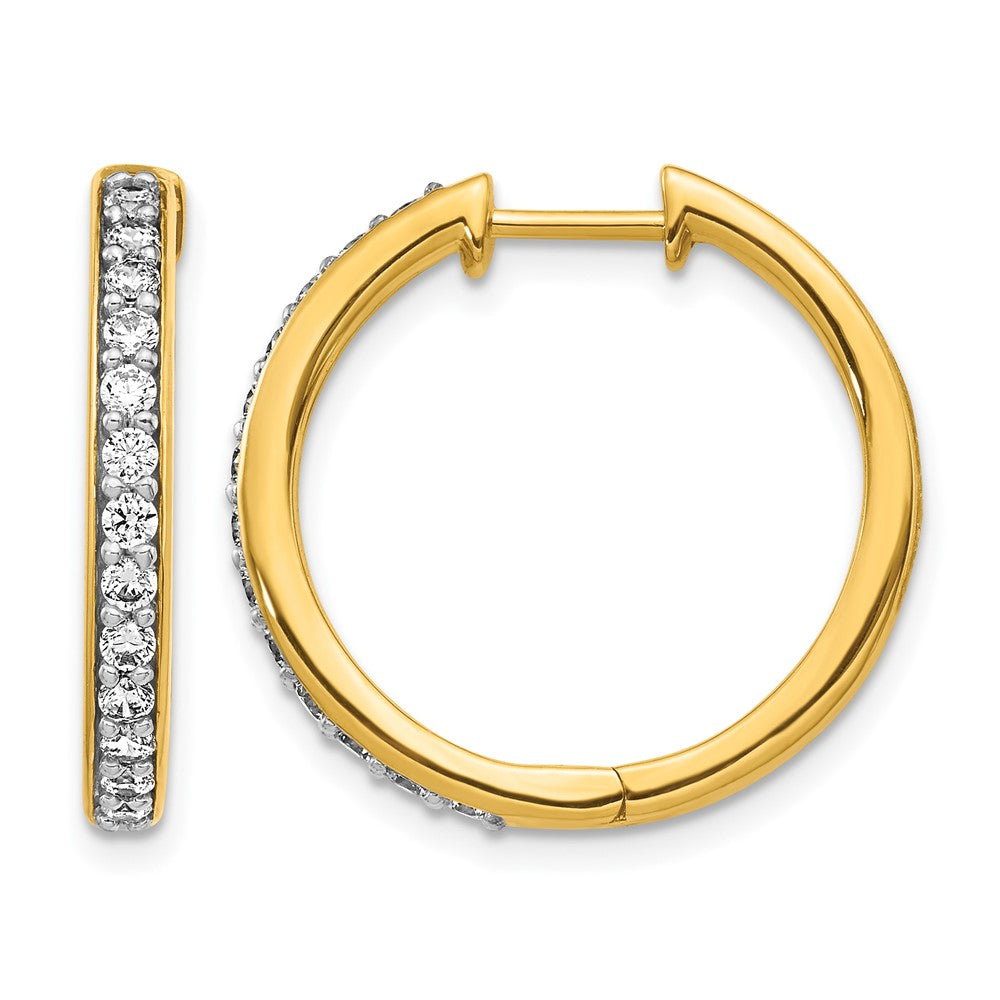 14k Yellow Gold Real Diamond Hinged Hoop Earrings