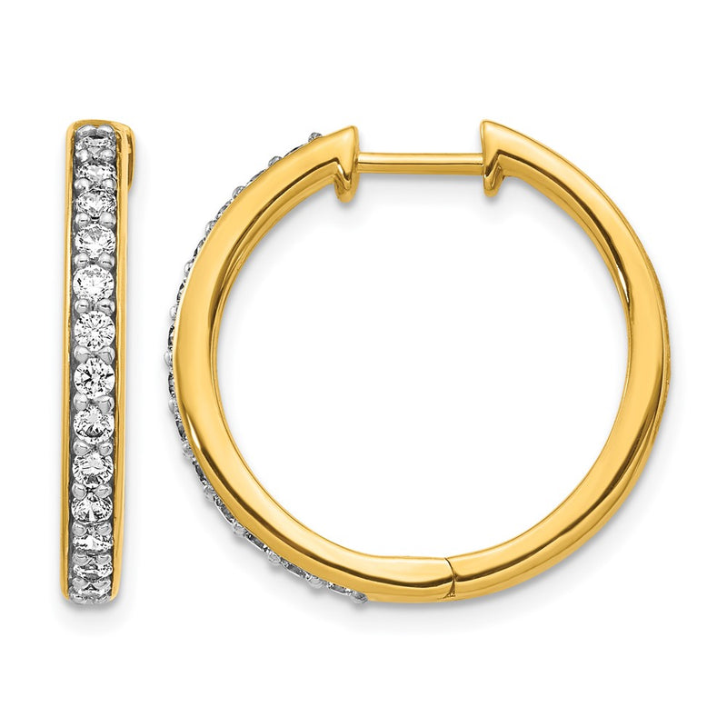 14k Yellow Gold Real Diamond Hinged Hoop Earrings