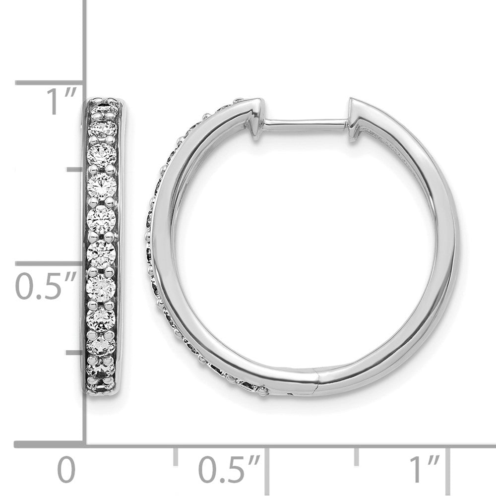 14k White Gold Real Diamond Hoop Earrings