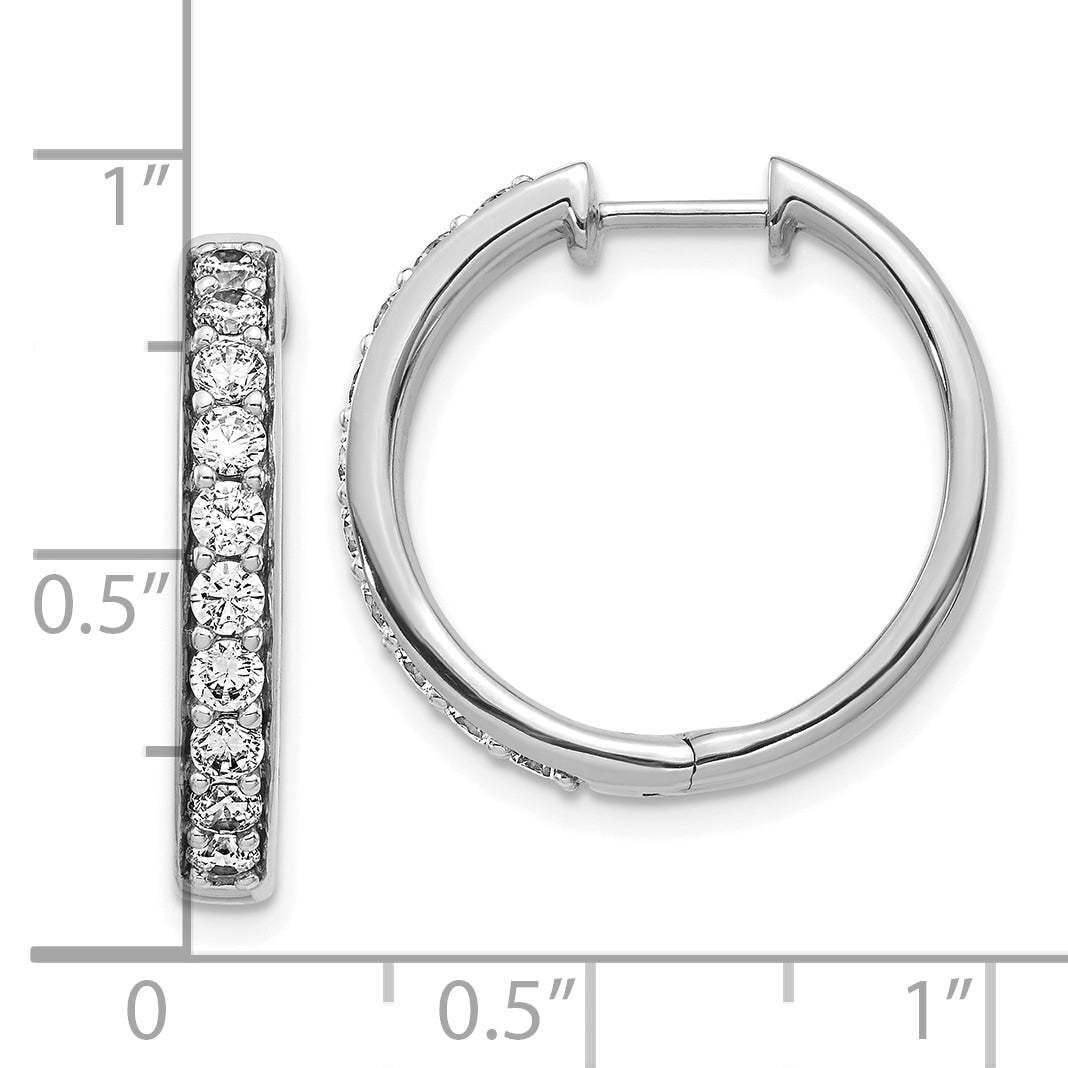 10K White Gold Diamond Hinged Hoop Earrings