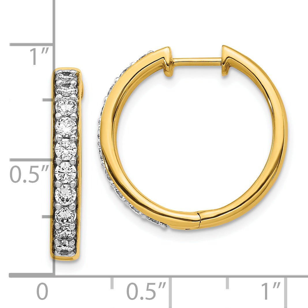 10K Yellow Gold Diamond Hinged Hoop Earrings