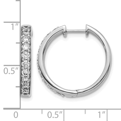 14k White Gold Real Diamond Hinged Hoop Earrings