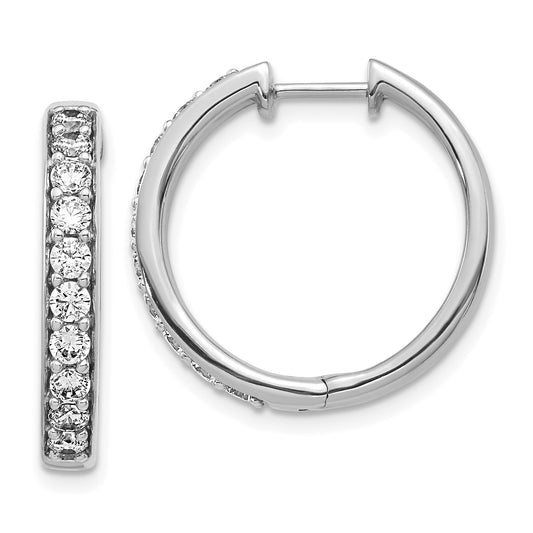 14k White Gold 1 Ct. Lab Grown Diamond VS/SI+ G+ Hinged Hoop Earrings