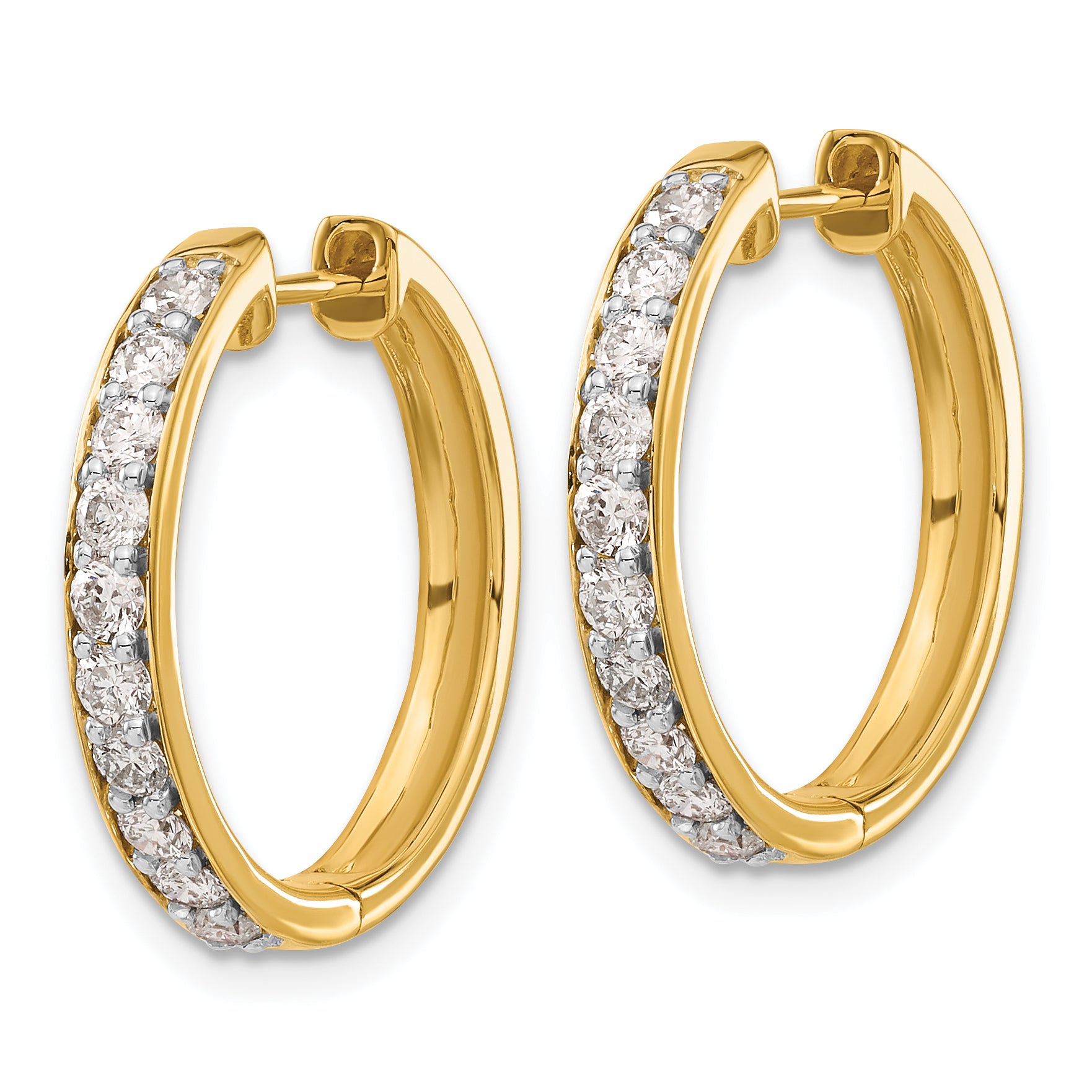 14k Yellow Gold 1 Ct. Lab Grown Diamond VS/SI+ G+ Hinged Hoop Earrings