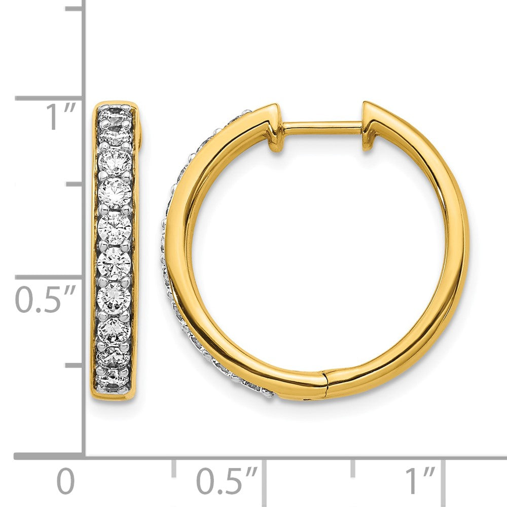 14k Yellow Gold Real Diamond Hinged Hoop Earrings