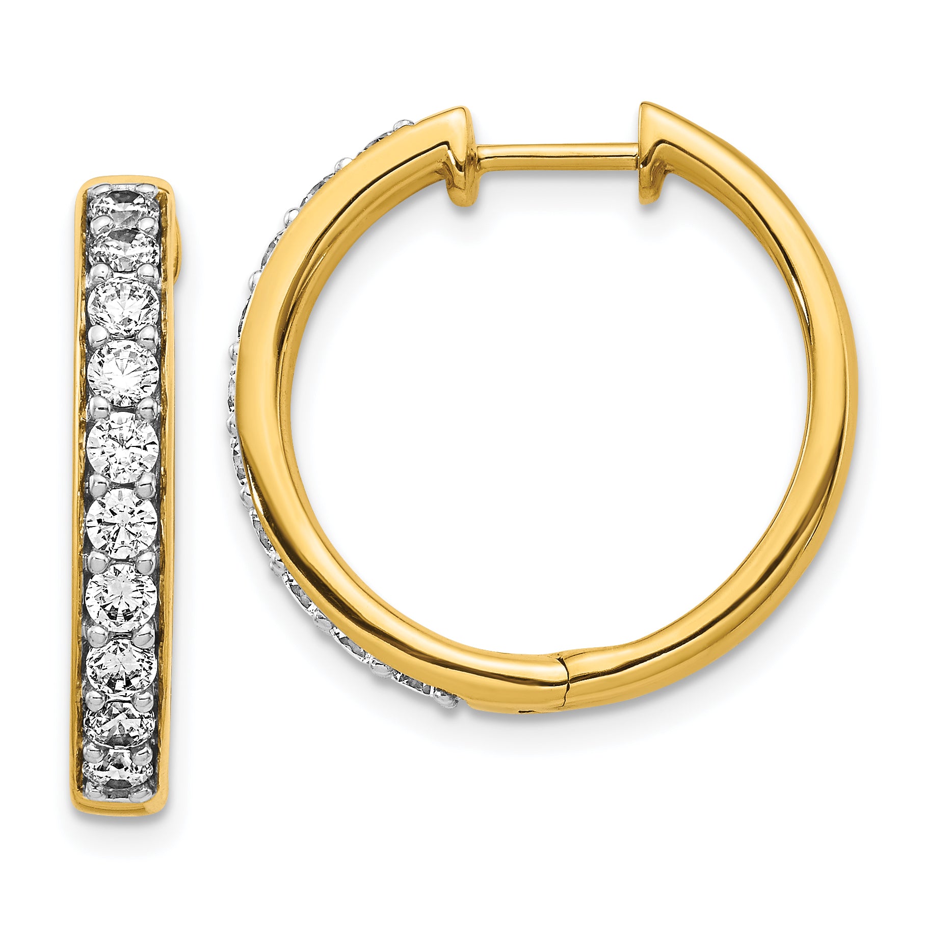 14k Yellow Gold 1 Ct. Lab Grown Diamond VS/SI+ G+ Hinged Hoop Earrings