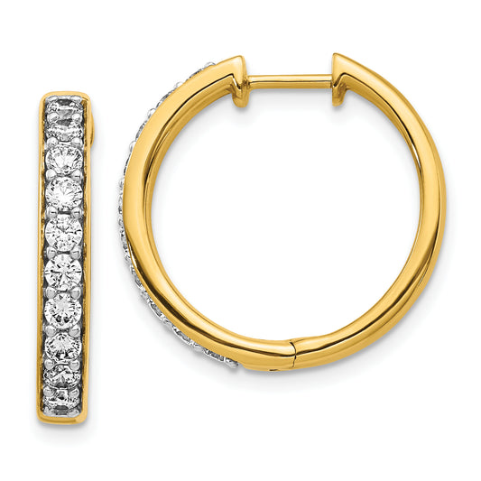 14k Yellow Gold 1 Ct. Lab Grown Diamond VS/SI+ G+ Hinged Hoop Earrings
