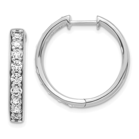 10K White Gold Diamond Hinged Hoop Earrings