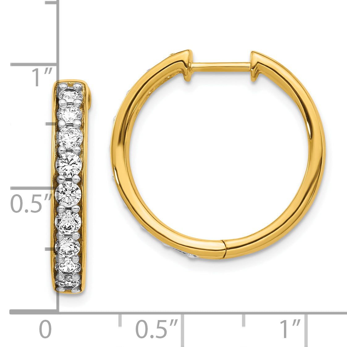 10K Yellow Gold Diamond Hinged Hoop Earrings