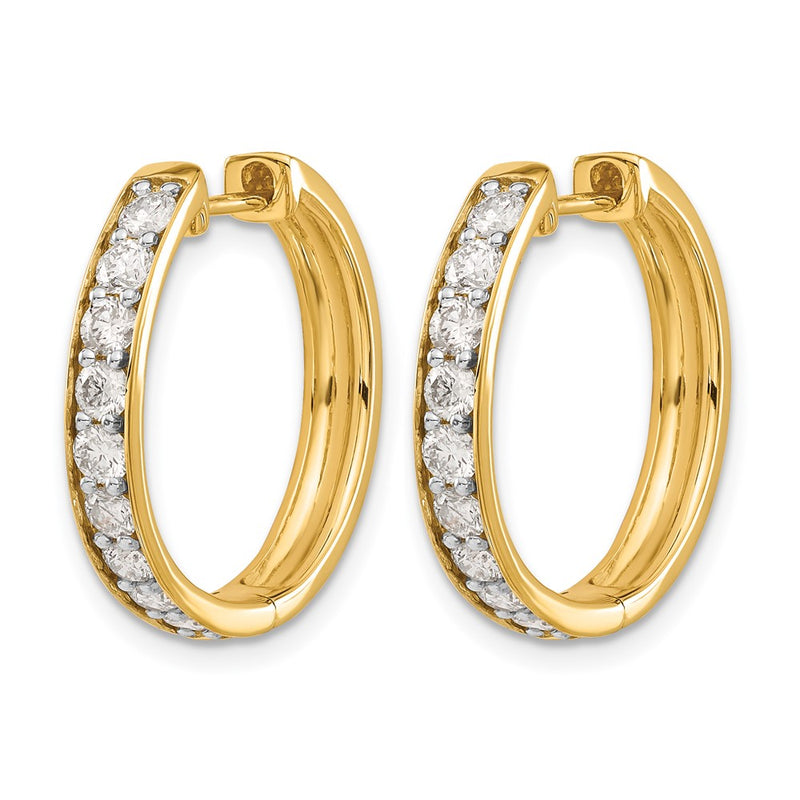 14k Yellow Gold Real Diamond Hinged Hoop Earrings