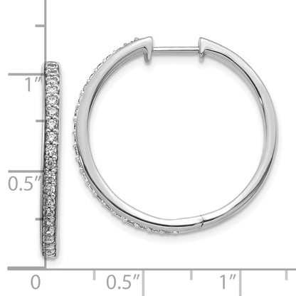 10K White Gold Diamond Hinged Hoop Earrings